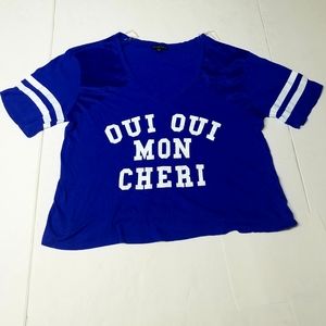 MASCARA Crop Football Jersey Style Womens Graphic Tee size L